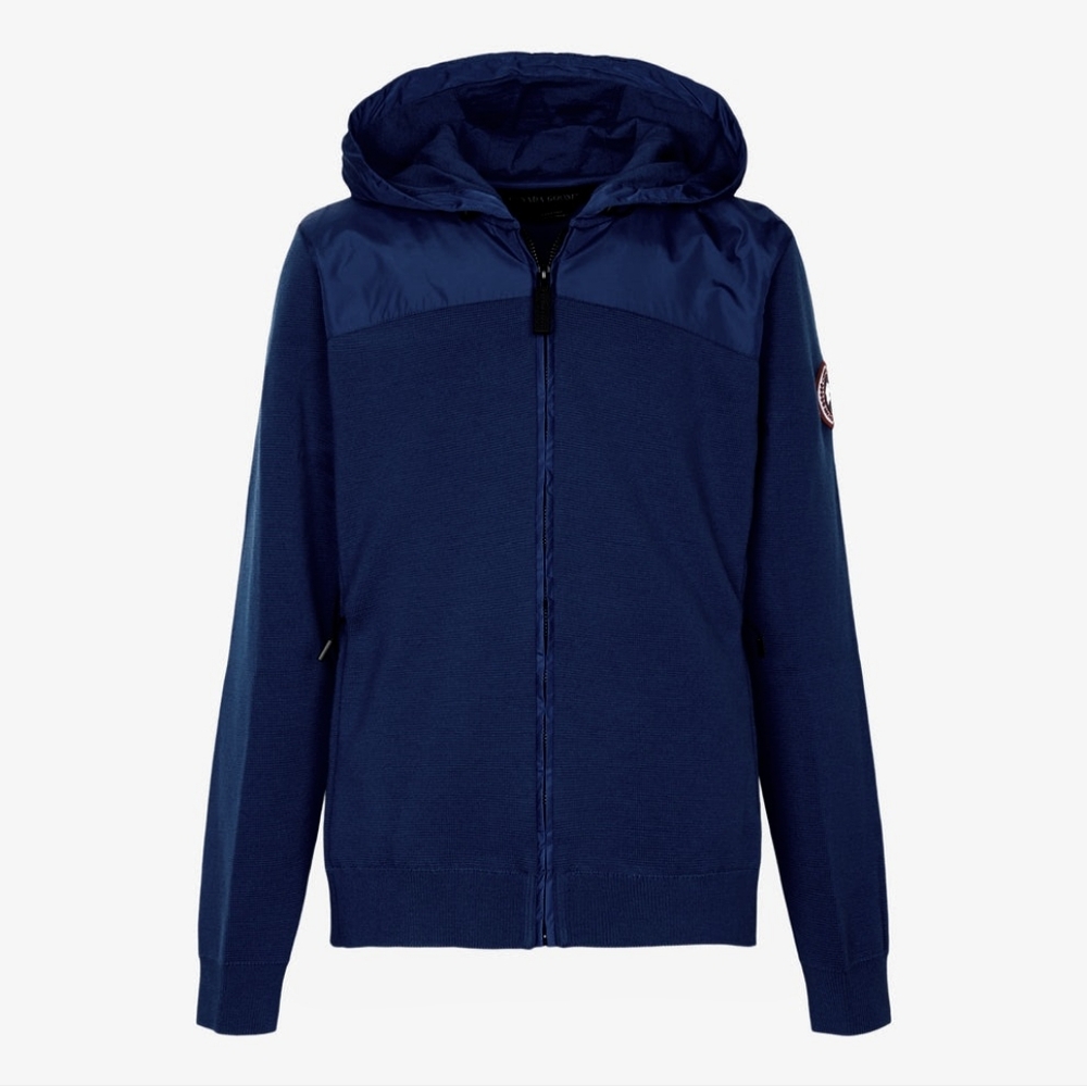 NWT Authentic Canada Goose Women's Wool Knit Navy Windbridge Hoodie Black Label